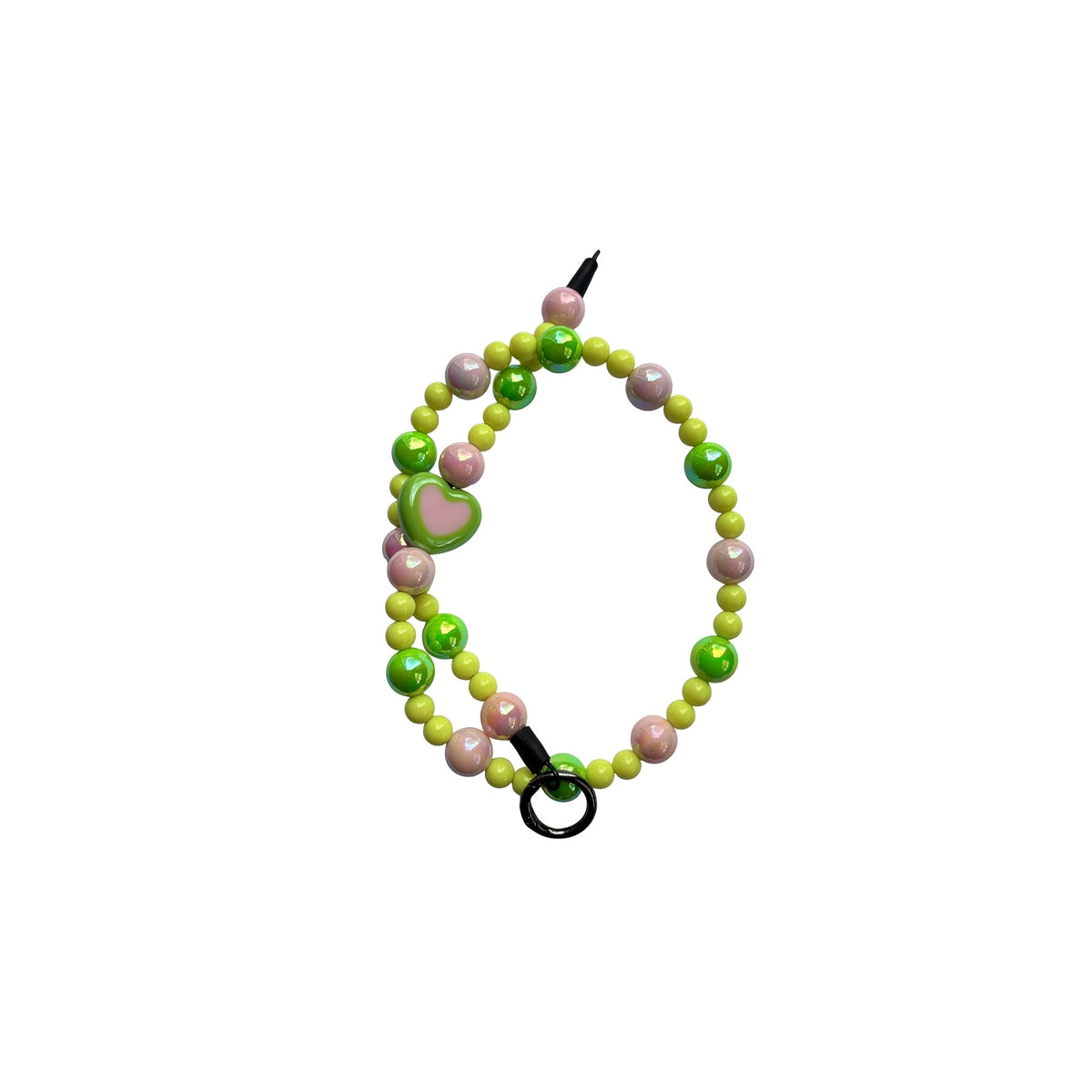 Neon Green Hearts Beaded Pet Jewelry Collar