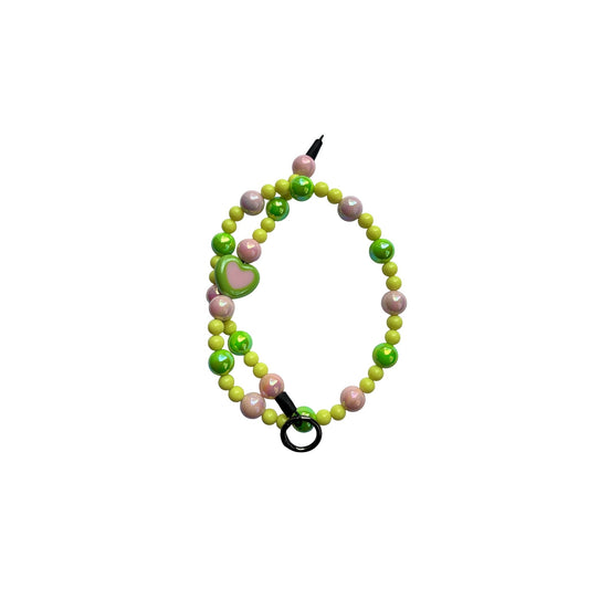 Neon Green Hearts Beaded Pet Jewelry Collar